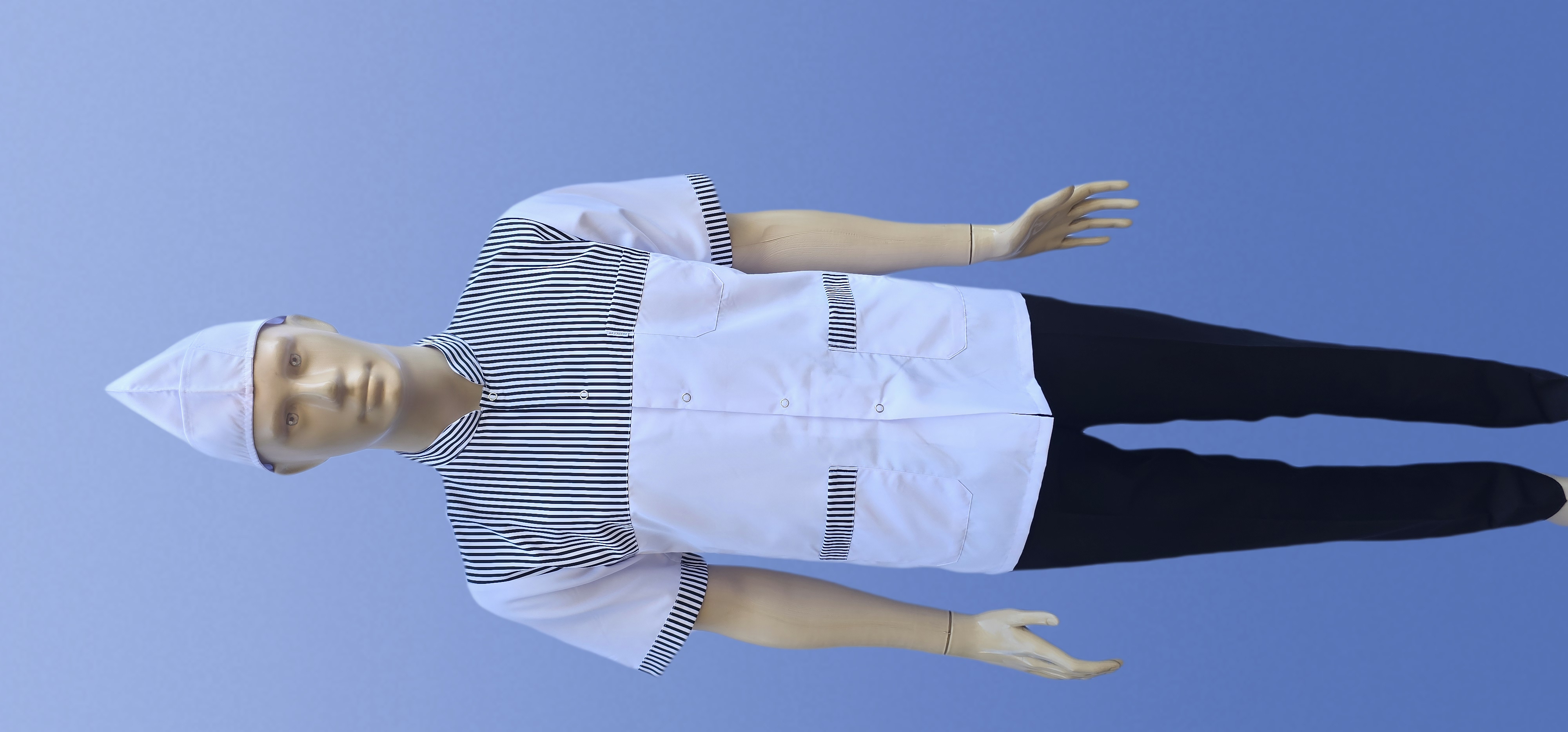 ROBALI SİYAH BEYAZ ÇUBUK ÇİZGİLİ KOMİ CEKETİ