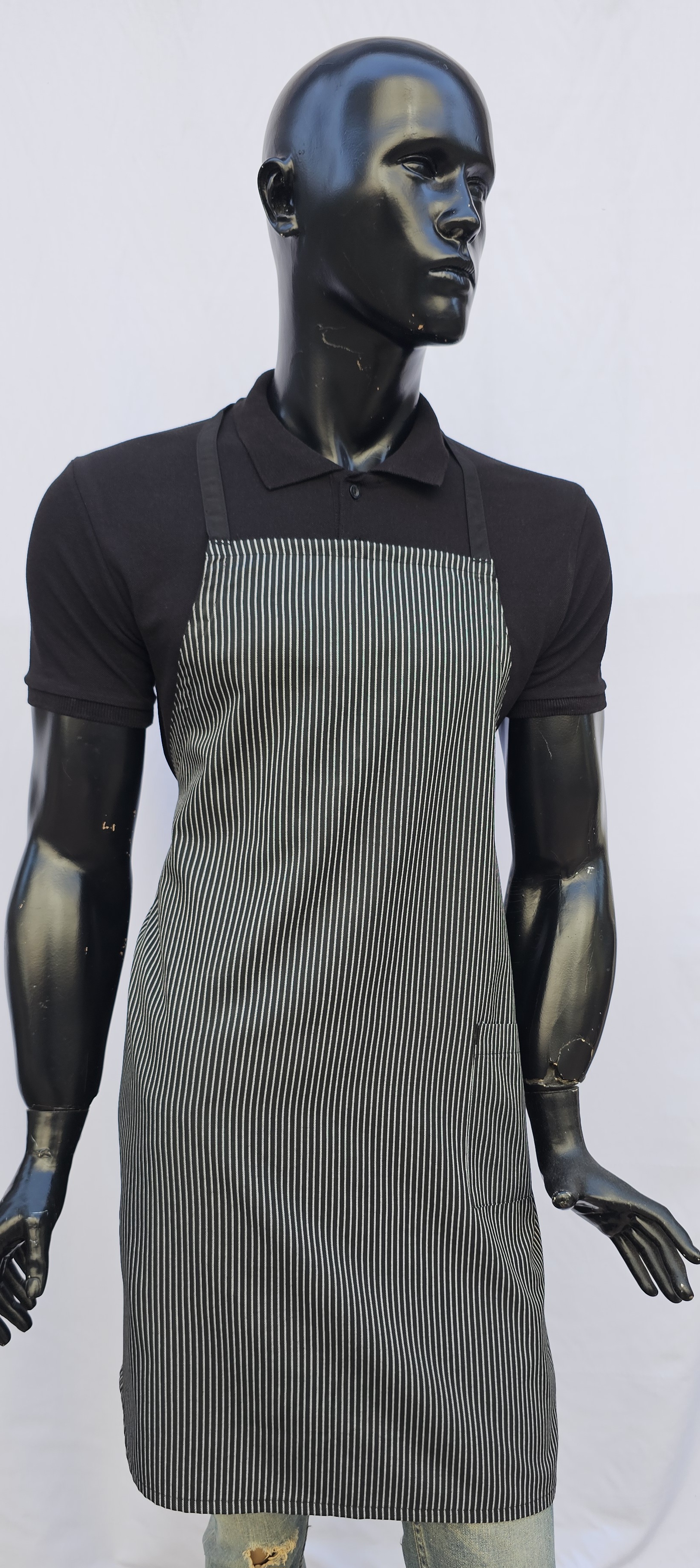 DESENLİ ASKILI ÖNLÜK SİYAH ZEMİN KALIN SIK ÇİZGİ