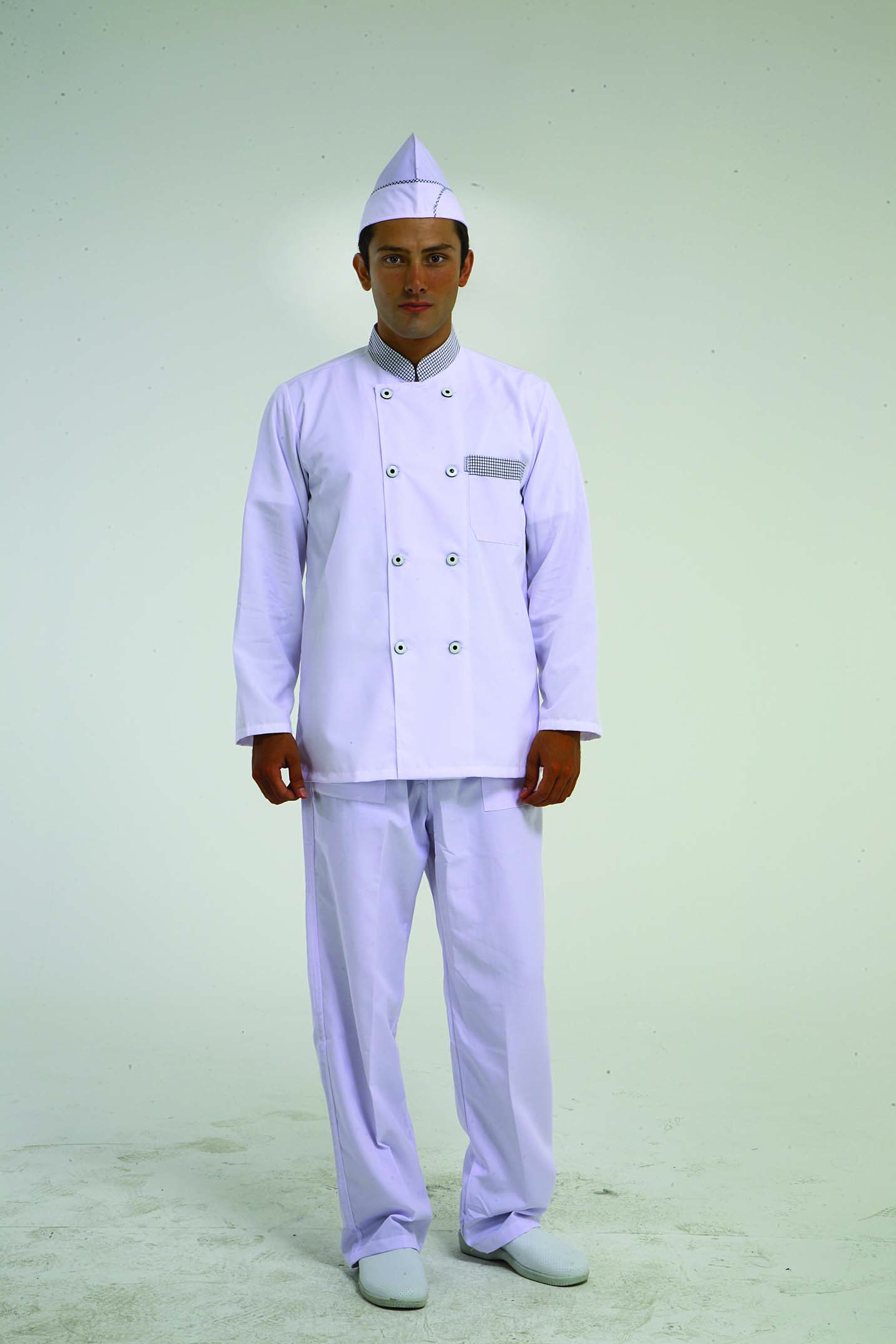 8 DÜĞME AŞÇI CEKETİ BEYAZ ZEMİN  PİYADE PUL BİYELİ  ÜRÜNLERİMİZ KISA KOL VE UZUN KOL ÜRETİLMEKTEDİR