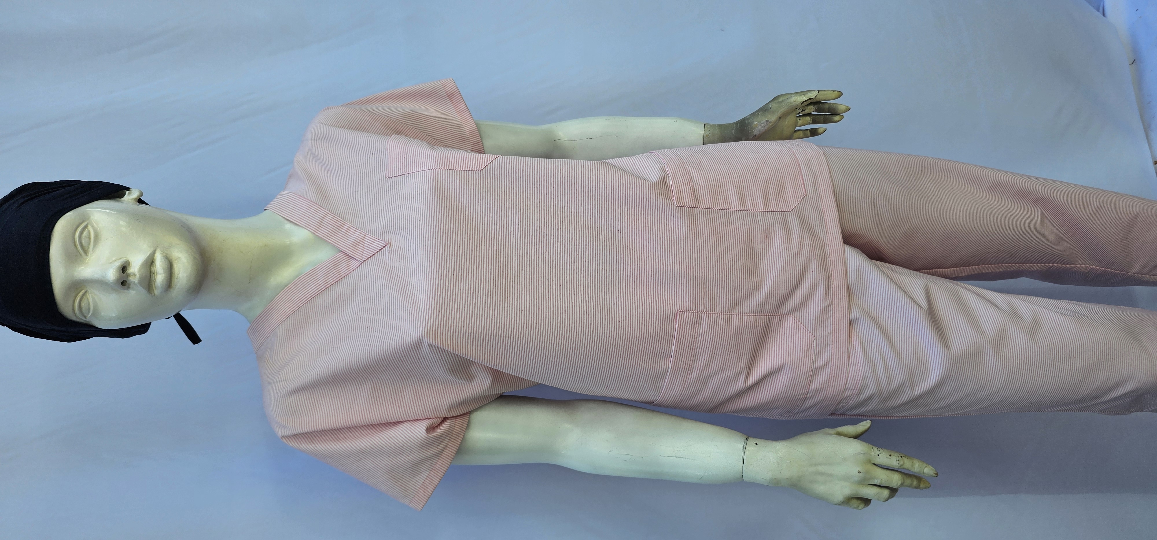 UNİSEX V YAKA YARASA KOL PEMBE ÇİZGİLİ TERİCON TAKIM BAYAN