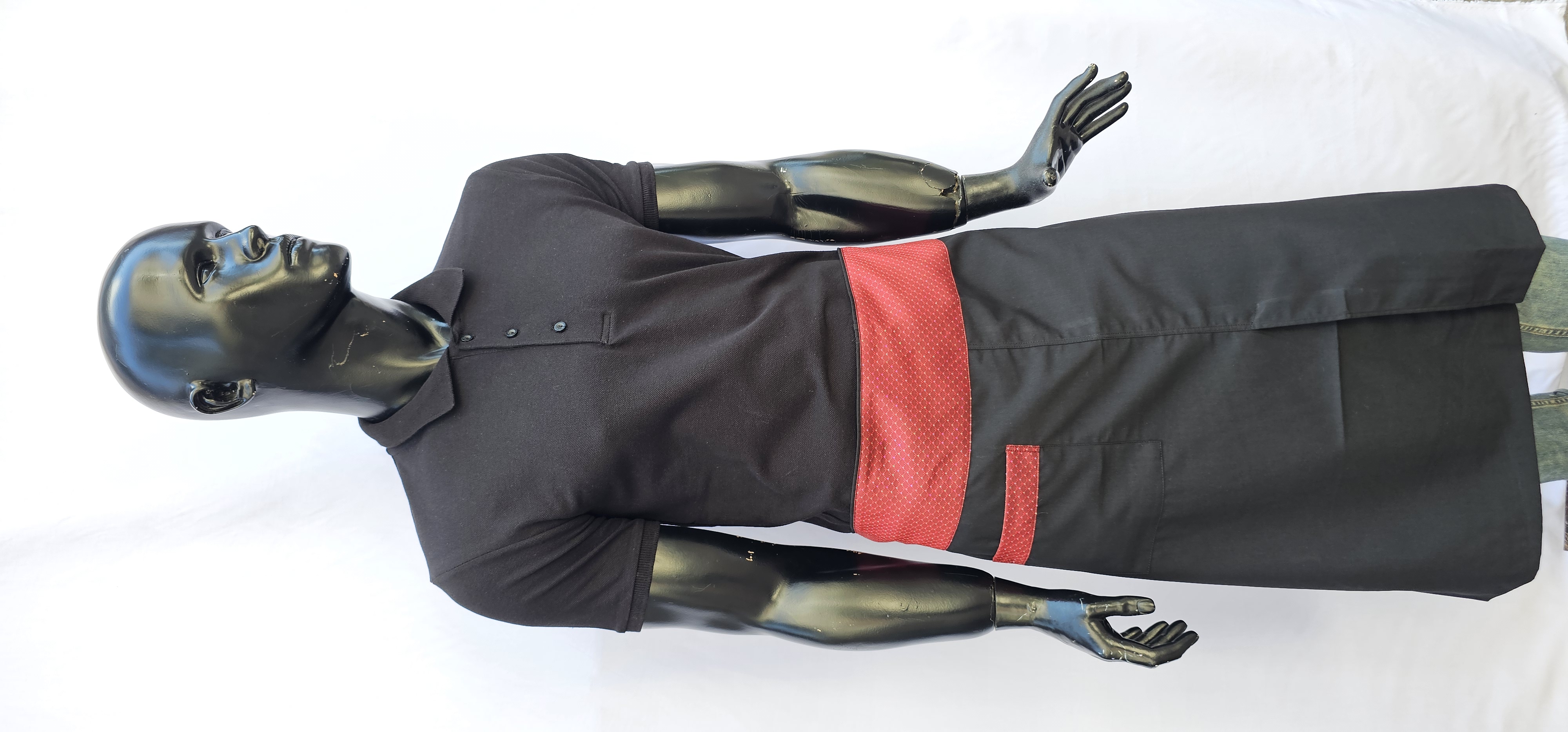 POLİYVİSKON ALPAKA LÜKS YARIM ÖNLÜK SİYAH ZEMİN BORDO SİMLİ GARNİLİ