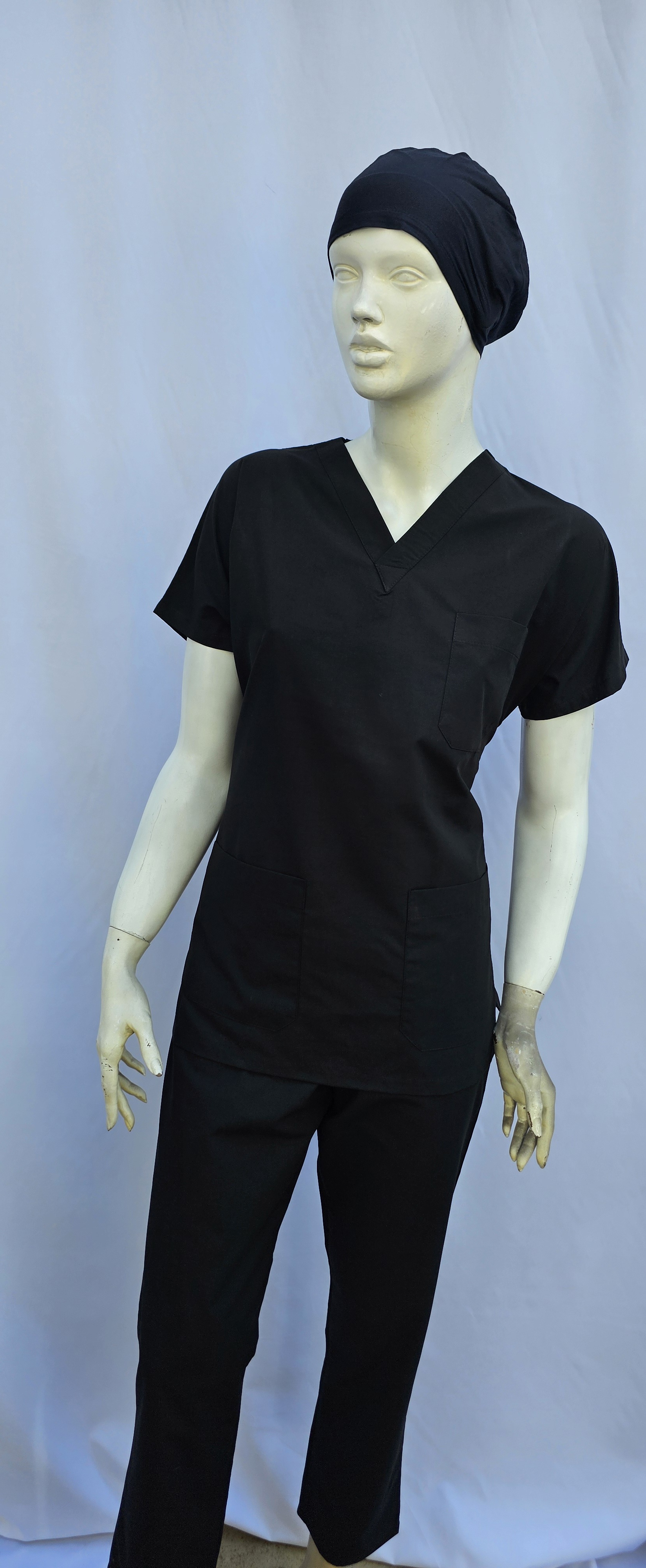 UNİSEX V YAKA YARASA KOL SİYAH TERİCON TAKIM BAYAN