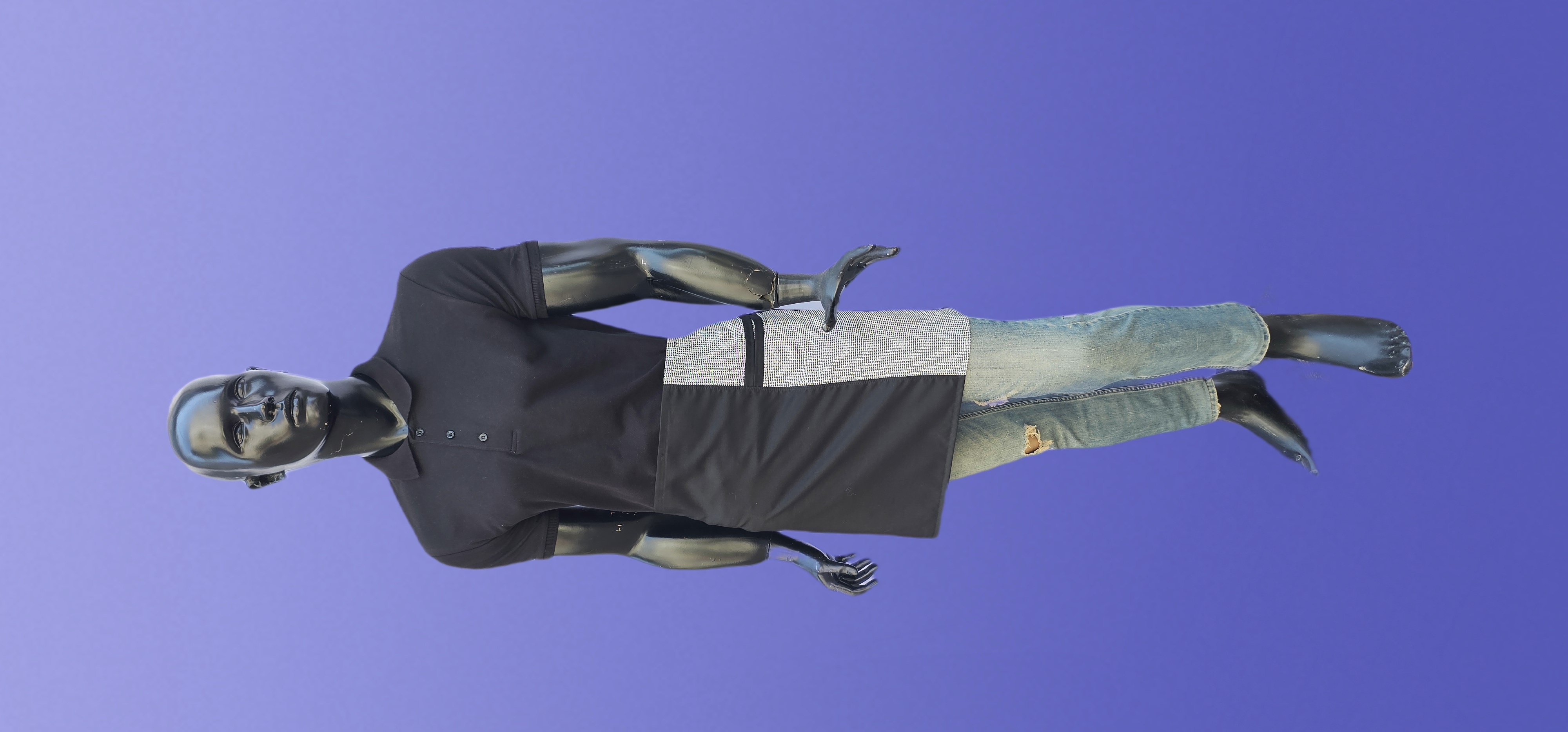 POLİYVİSKON ALPAKA YARIM ÖNLÜK 2 RENKLİ SİYAH VE PİYADEPUL DESEN