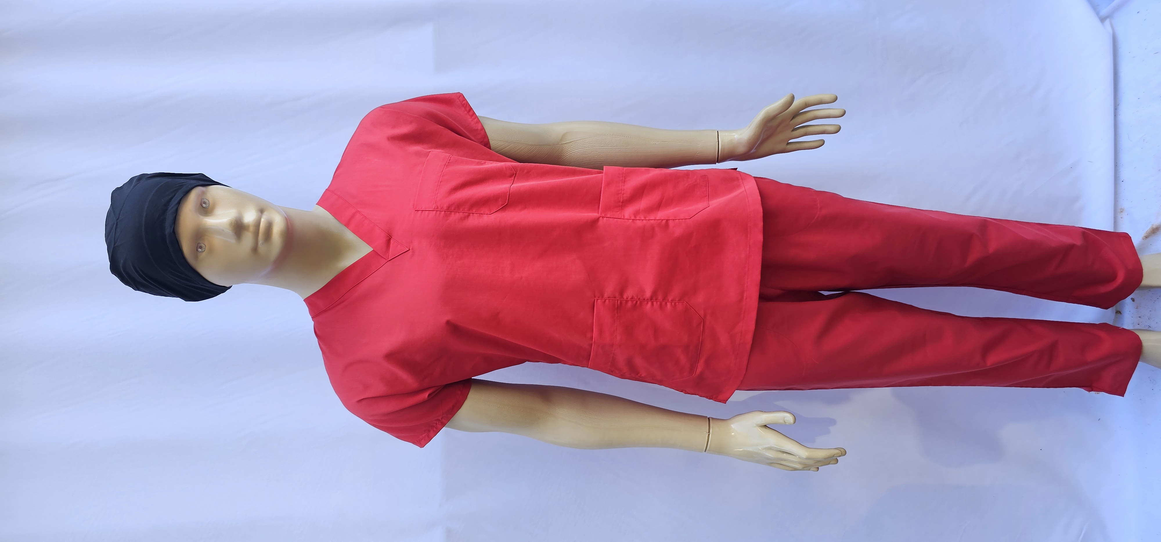 UNİSEX V YAKA YARASA KOL KIRMIZI TERİCON TAKIM BAYAN