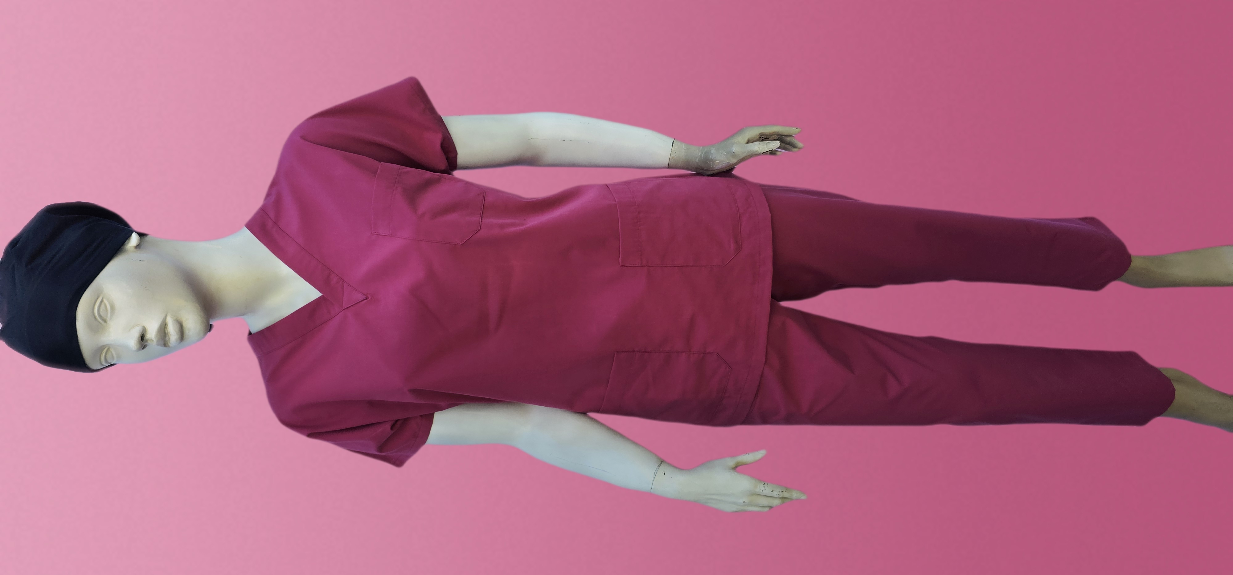 UNİSEX V YAKA YARASA KOL FUŞYA TERİCON TAKIM BAYAN