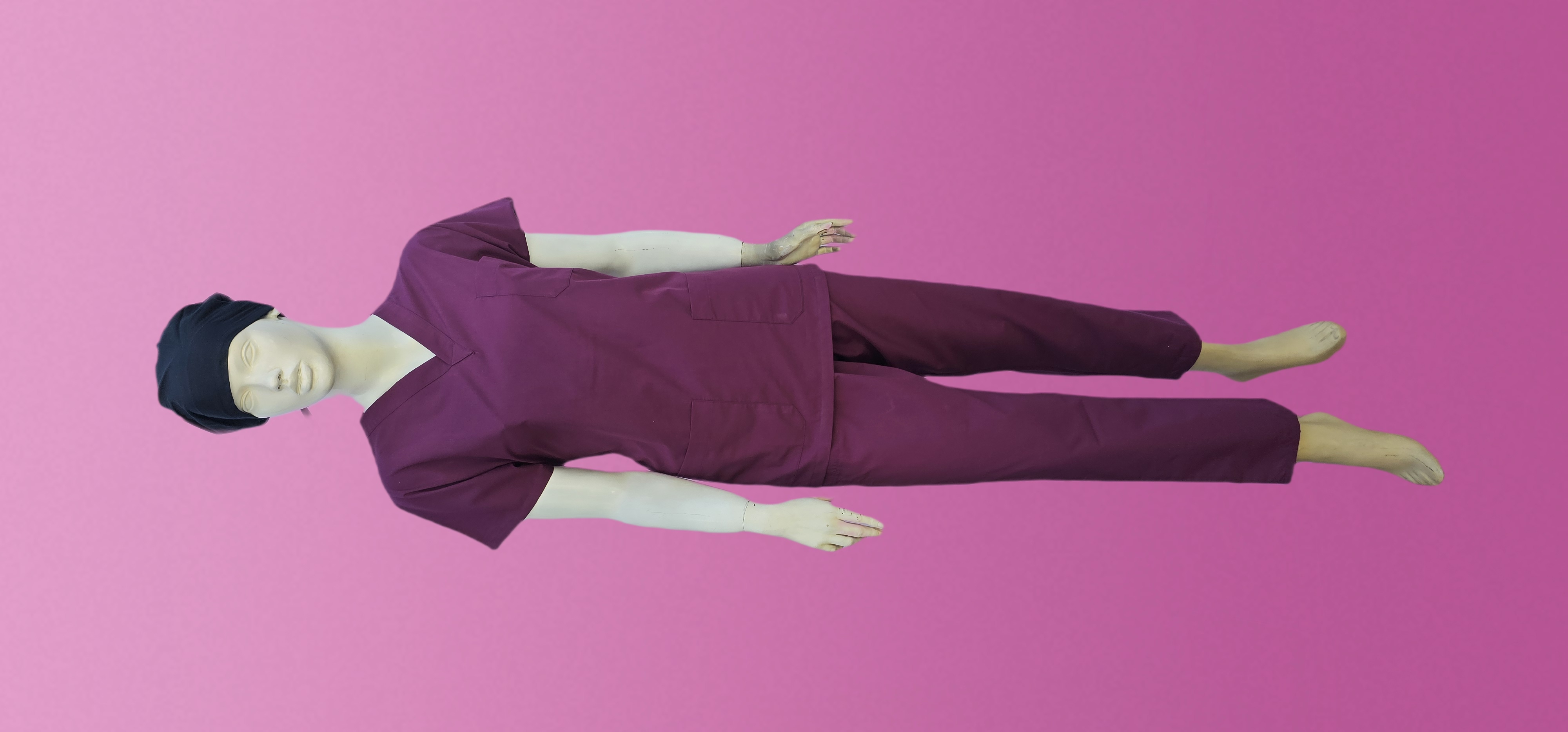 UNİSEX V YAKA YARASA KOL PATLICAN MOR TERİCON TAKIM BAYAN