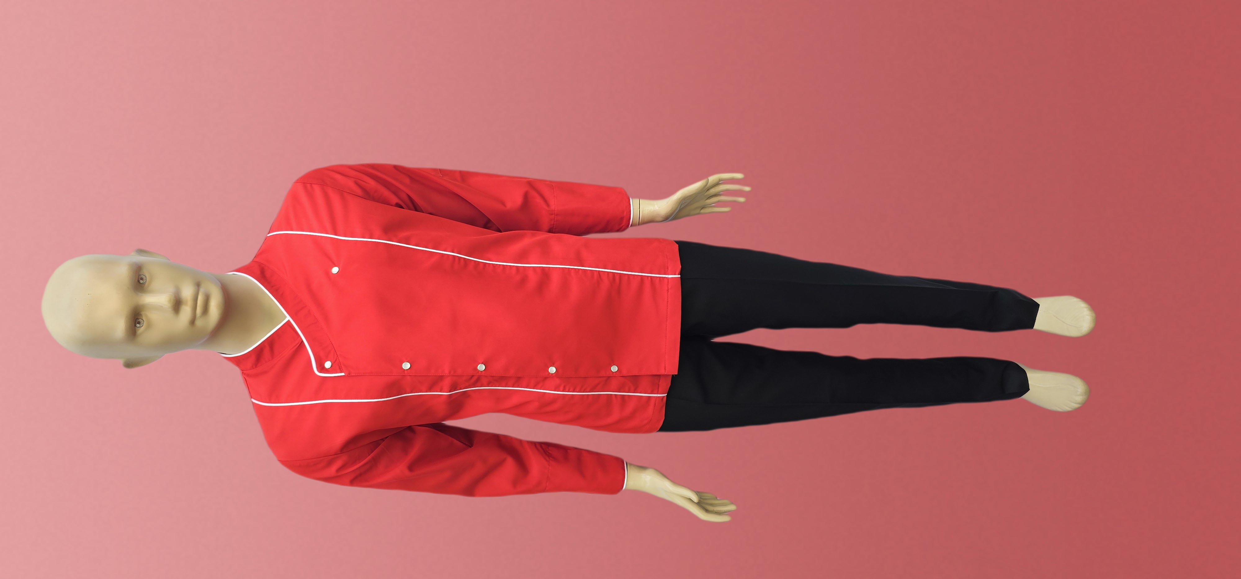 POLİYVİSKON ALPAKA KURUVAZE AŞÇI CEKETİ KIRMIZI