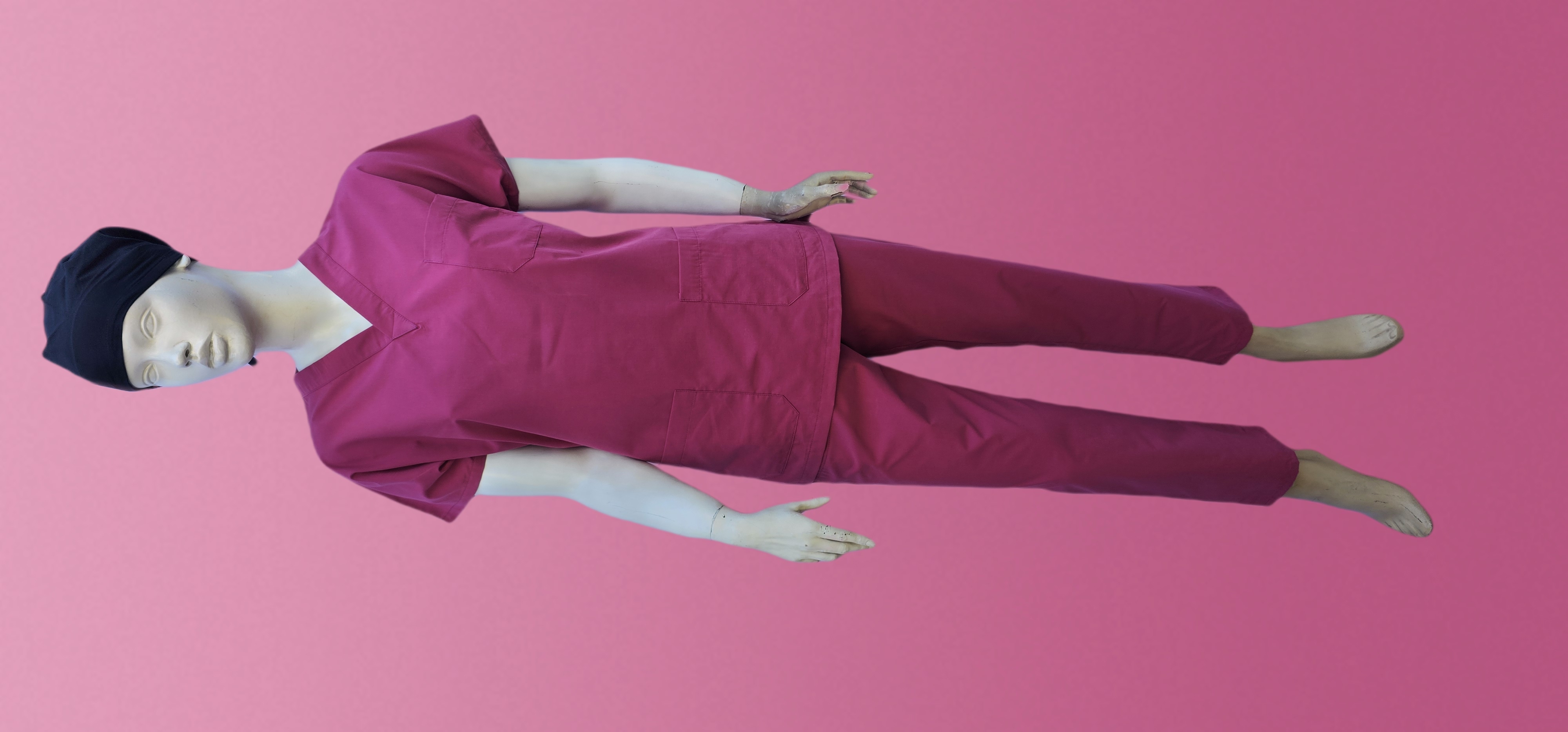 UNİSEX V YAKA YARASA KOL FUŞYA TERİCON TAKIM BAYAN