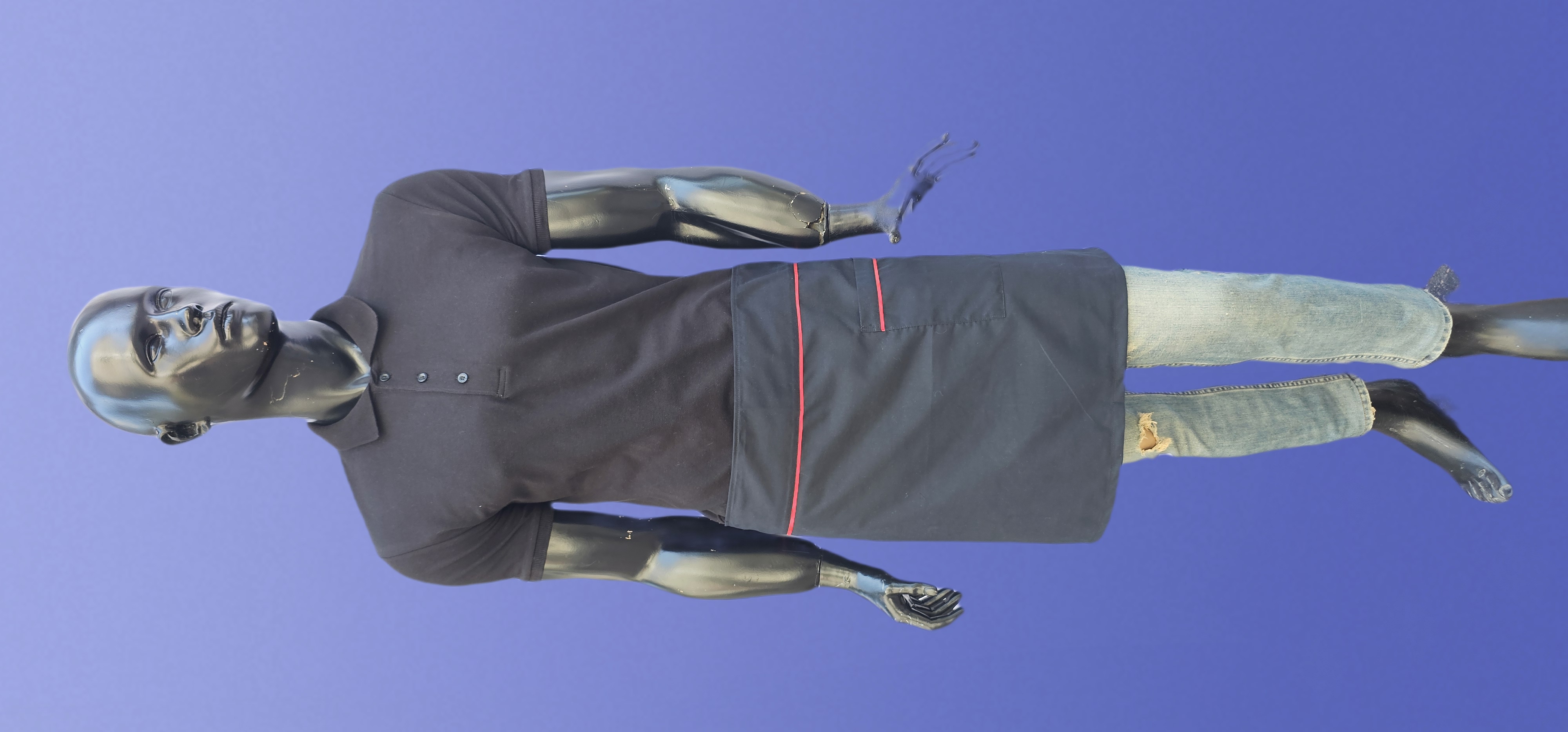 POLİYVİSKON ALPAKA YARIM ÖNLÜK SİYAH ZEMİN KIRMIZI BİYELİ