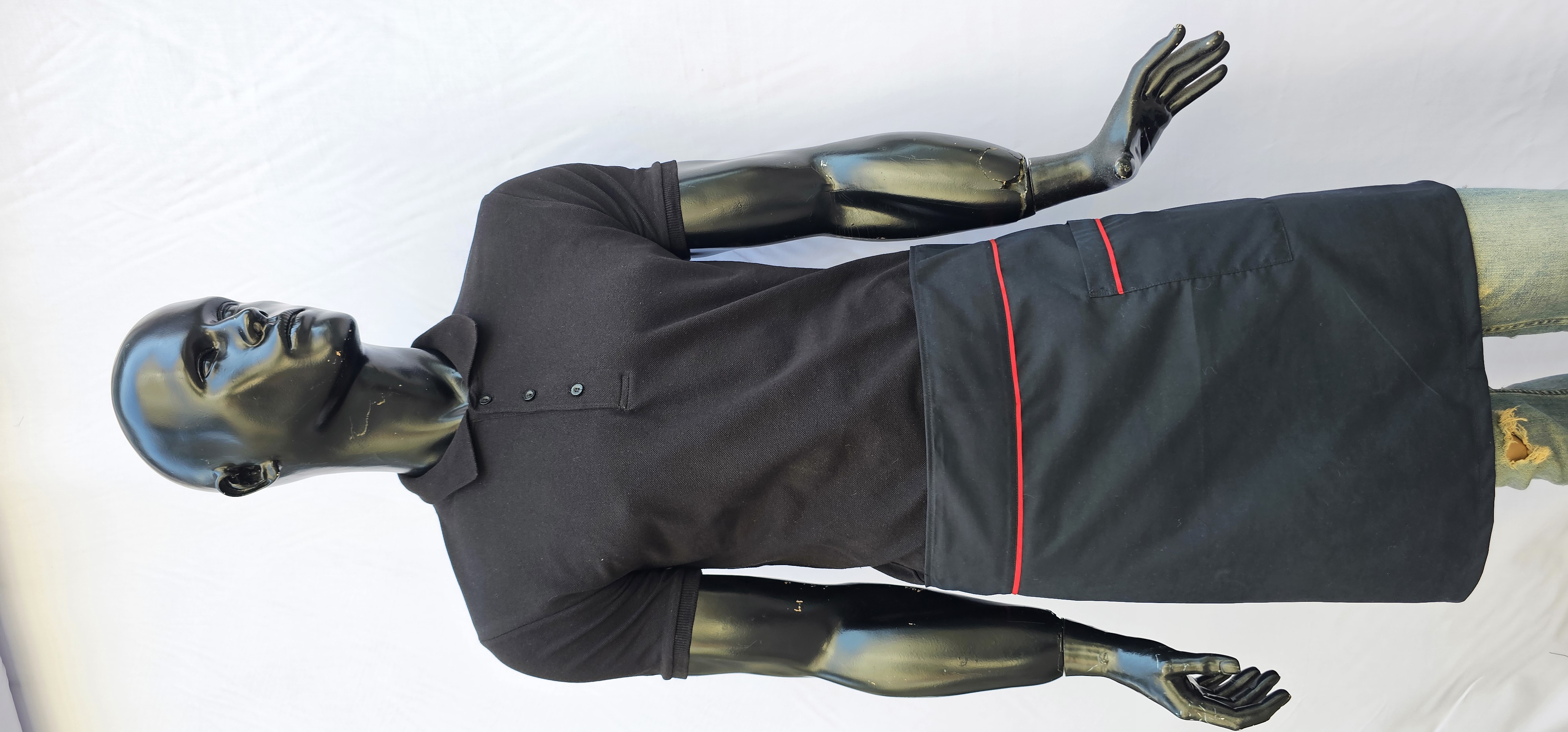 POLİYVİSKON ALPAKA YARIM ÖNLÜK SİYAH ZEMİN KIRMIZI BİYELİ