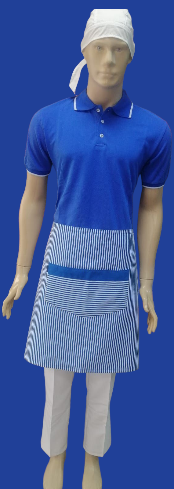 YARIM ÖNLÜK ÇUBUK ÇİZGİLİ SAXMAVİ