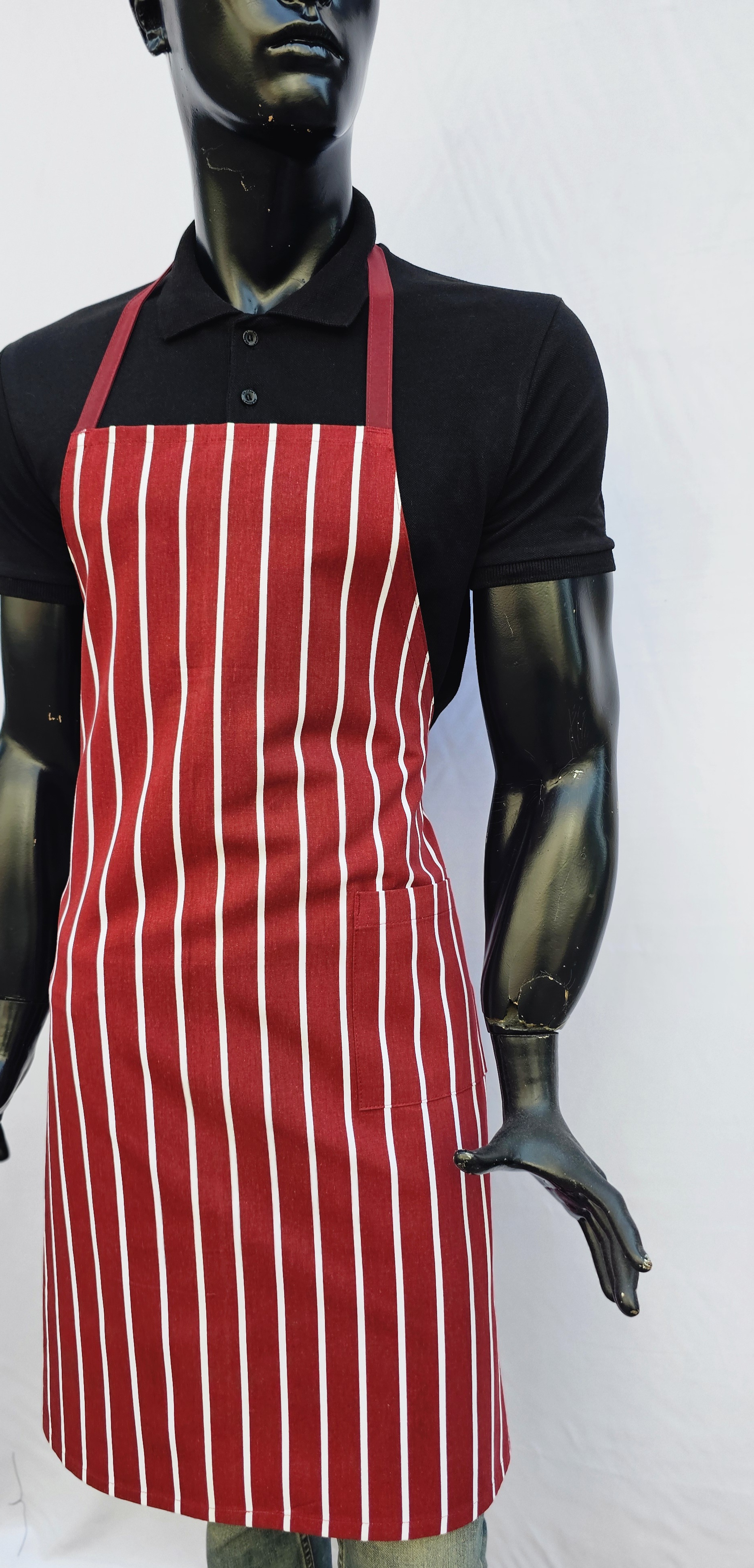 ASKILI ÖNLÜK HARMAN GABARDİN BORDO ZEMİN BEYAZ ÇİGİLİ DESENLİ