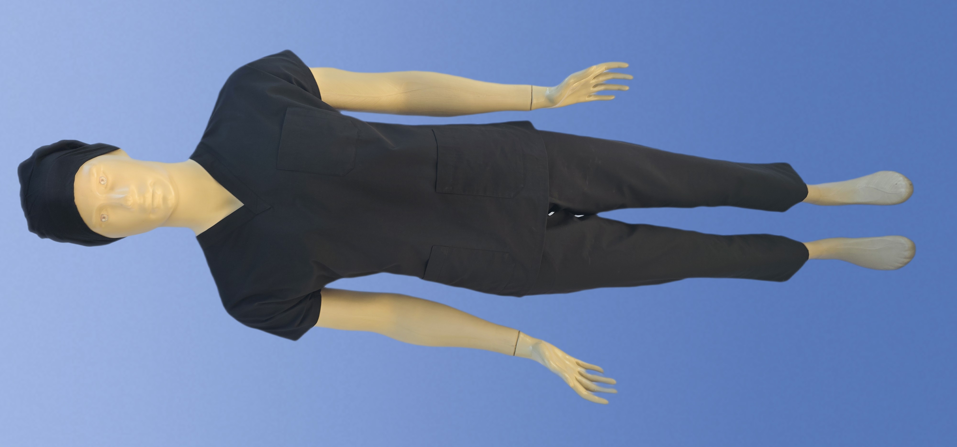 UNİSEX V YAKA YARASA KOL SİYAH TERİCON TAKIM ERKEK