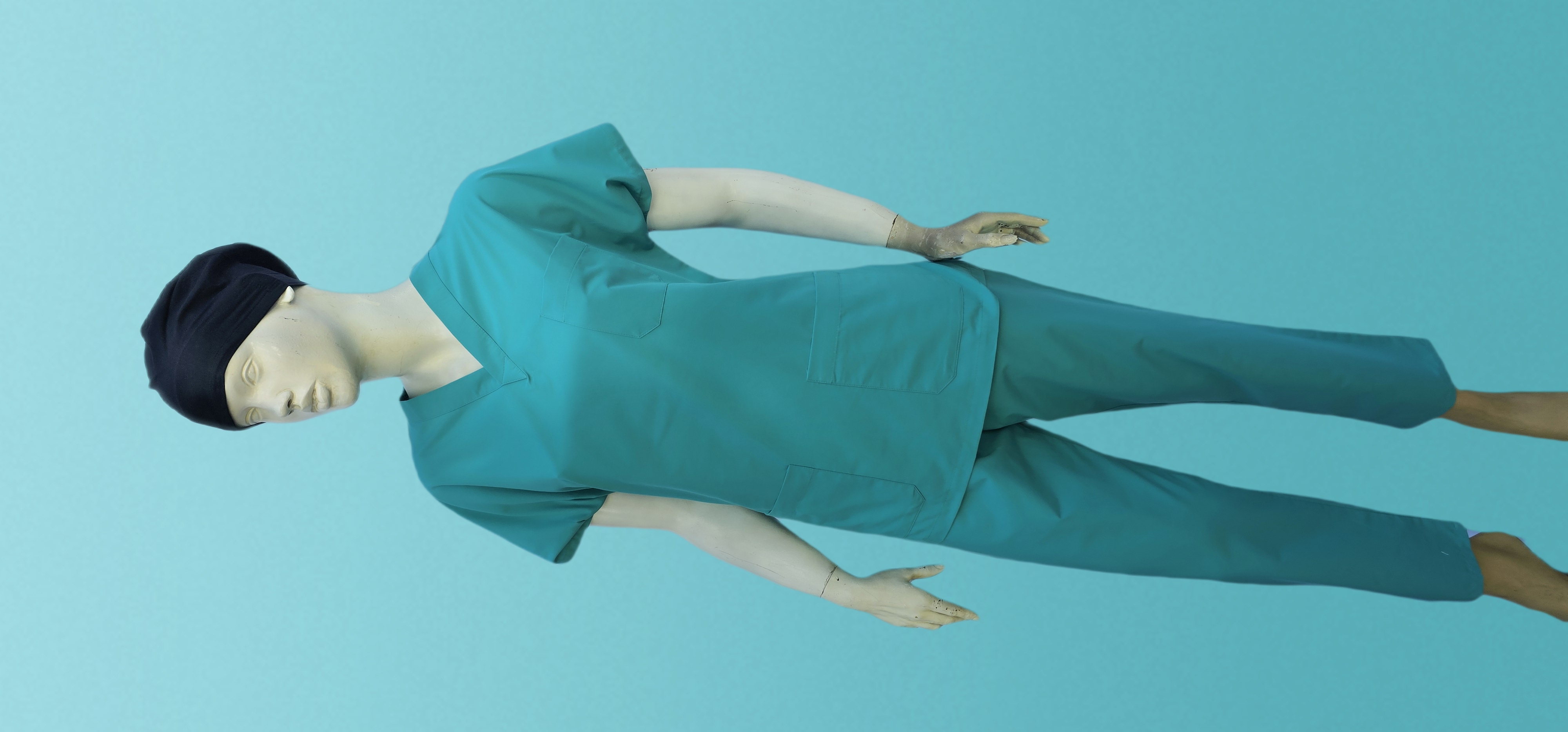 UNİSEX V YAKA YARASA KOL TURKUAZ MAVİ TERİCON TAKIM BAYAN