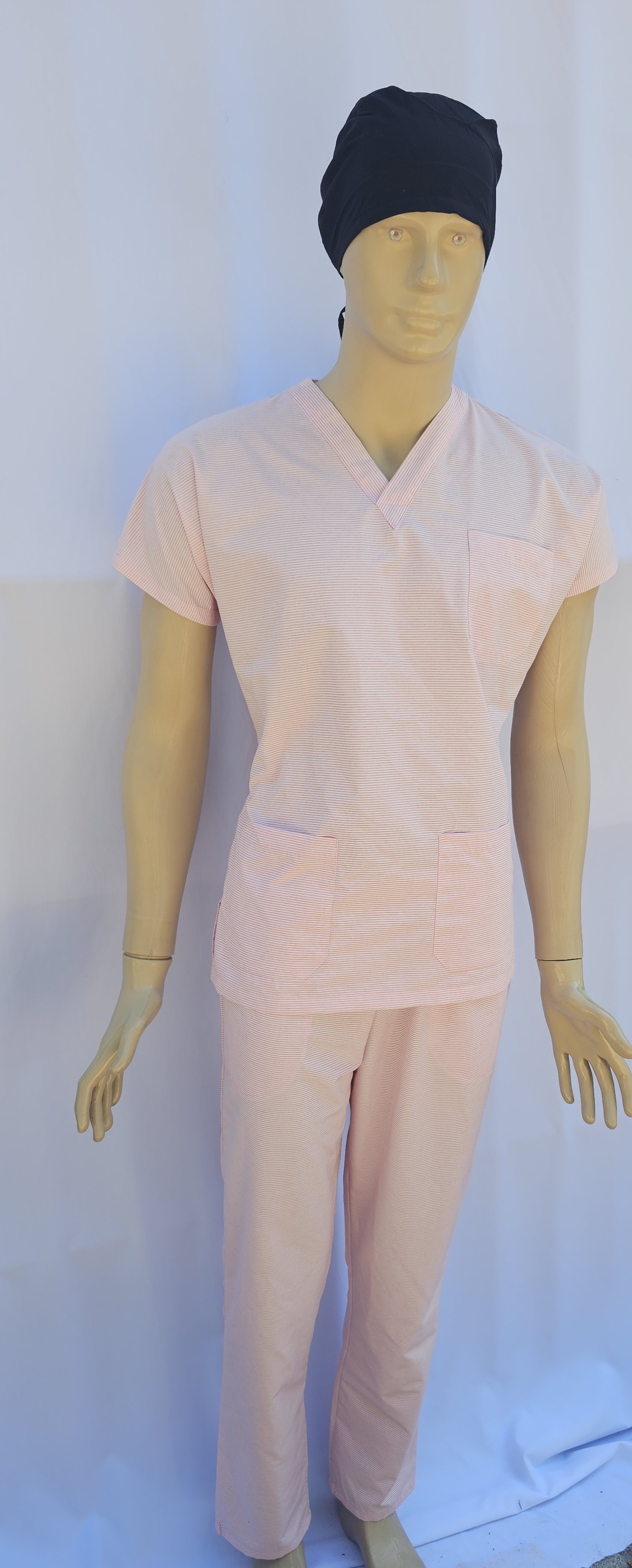 UNİSEX V YAKA YARASA KOL PEMBE ÇİZGİLİ TERİCON TAKIM ERKEK