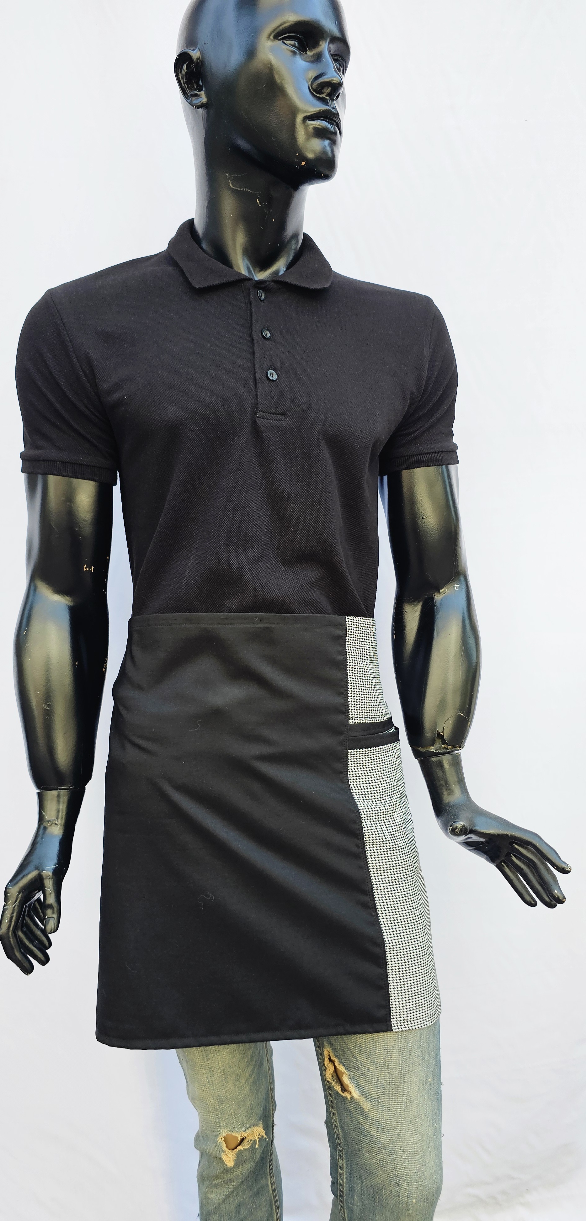 POLİYVİSKON ALPAKA YARIM ÖNLÜK 2 RENKLİ SİYAH VE PİYADEPUL DESEN