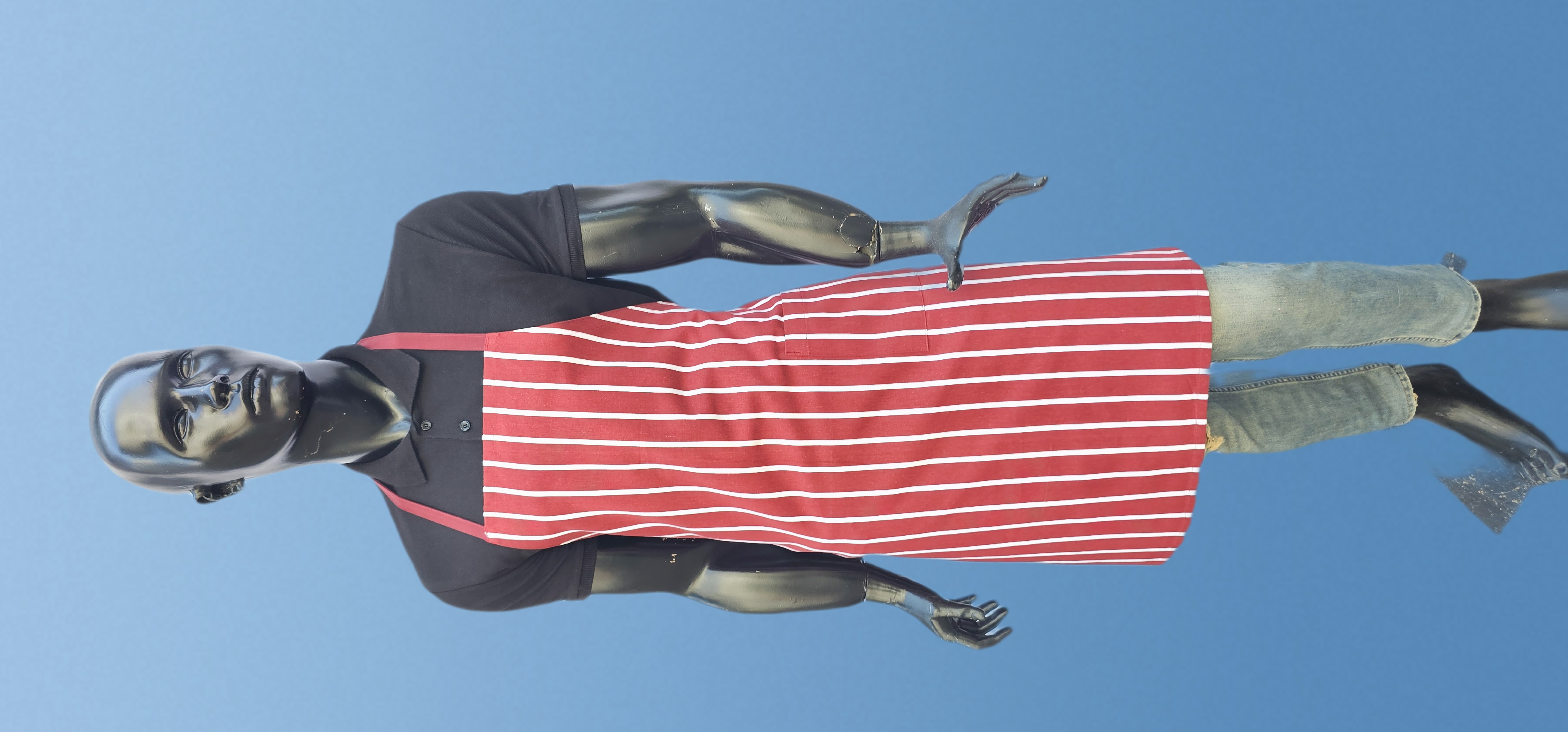 ASKILI ÖNLÜK HARMAN GABARDİN BORDO ZEMİN BEYAZ ÇİGİLİ DESENLİ