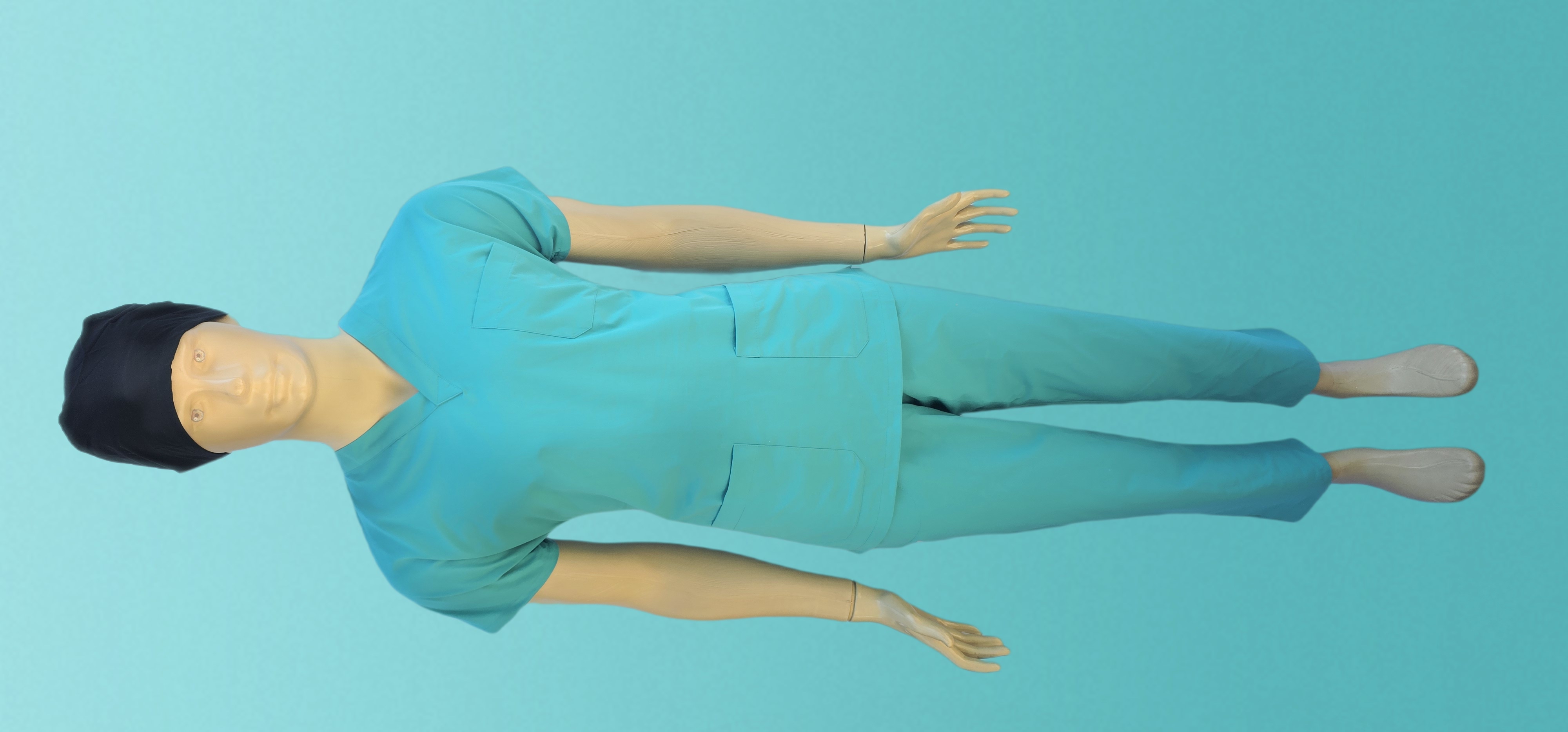 UNİSEX V YAKA YARASA KOL TURKUAZ MAVİ ÇİZGİLİ TERİCON TAKIM ERKEK