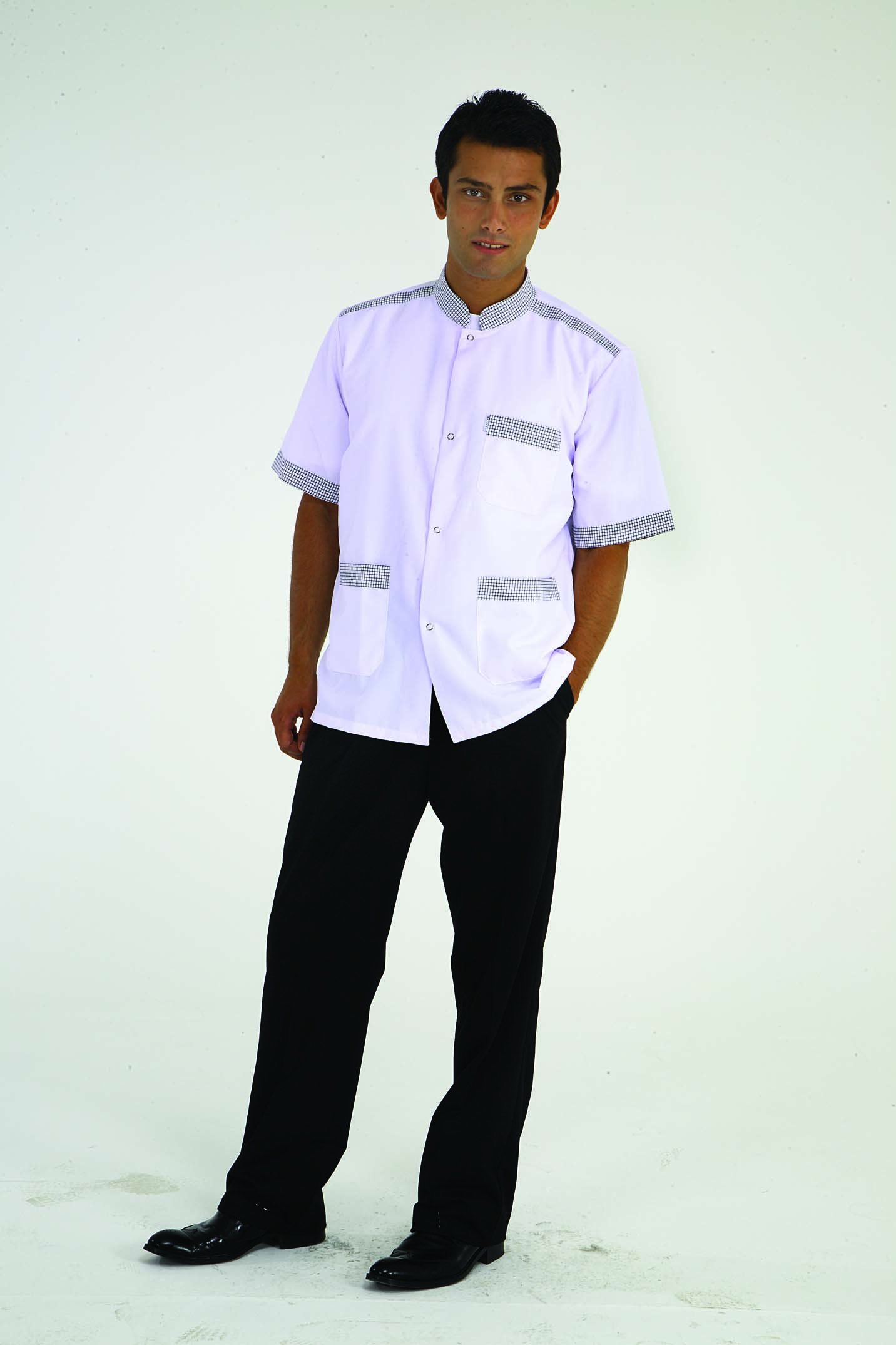 KOMİ CEKETİ BEYAZ ZEMİN PİYADE PUL GARNİLİ