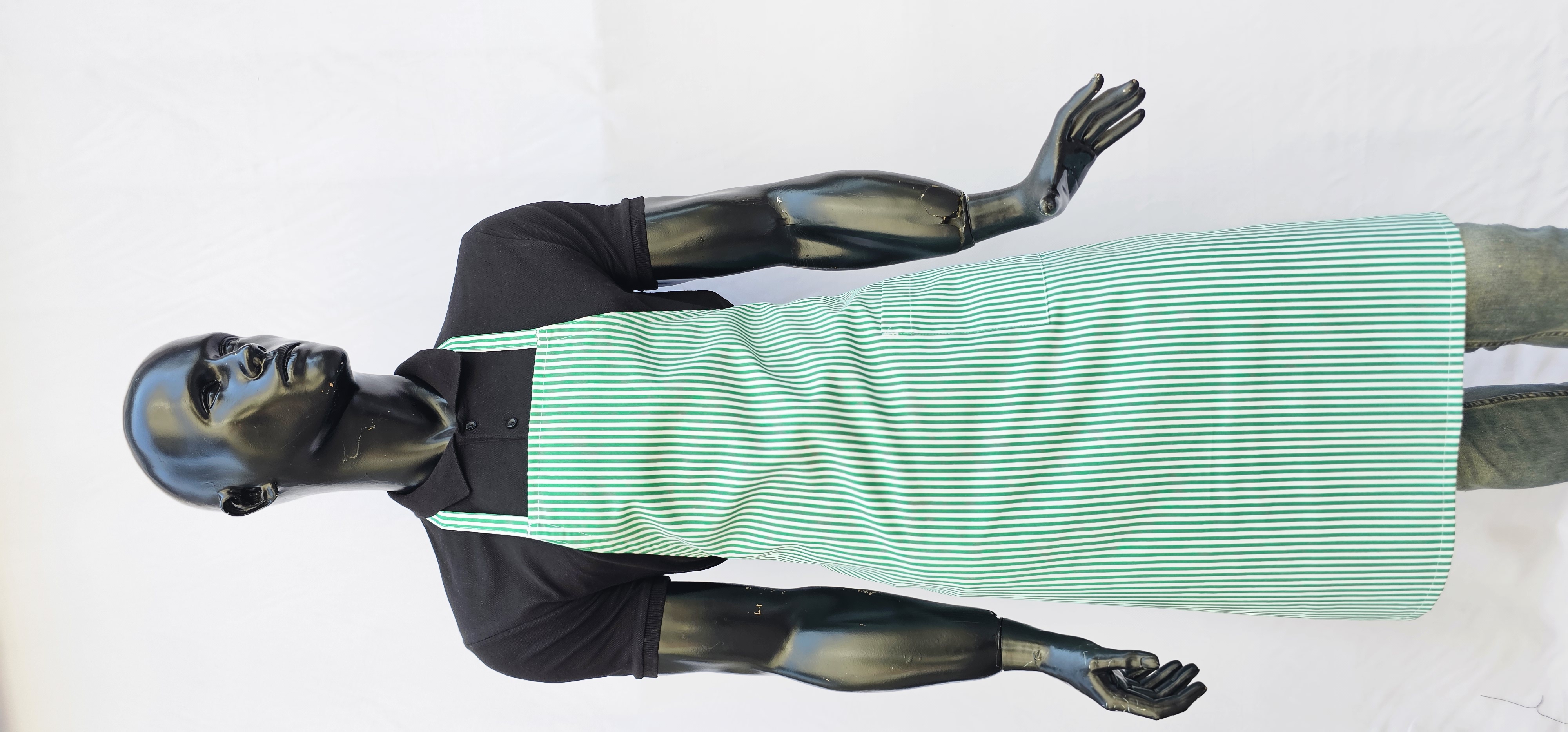 DESENLİ ASKILI ÖNLÜK BEYAZ ZEMİN YEŞİL ÇİZGİ