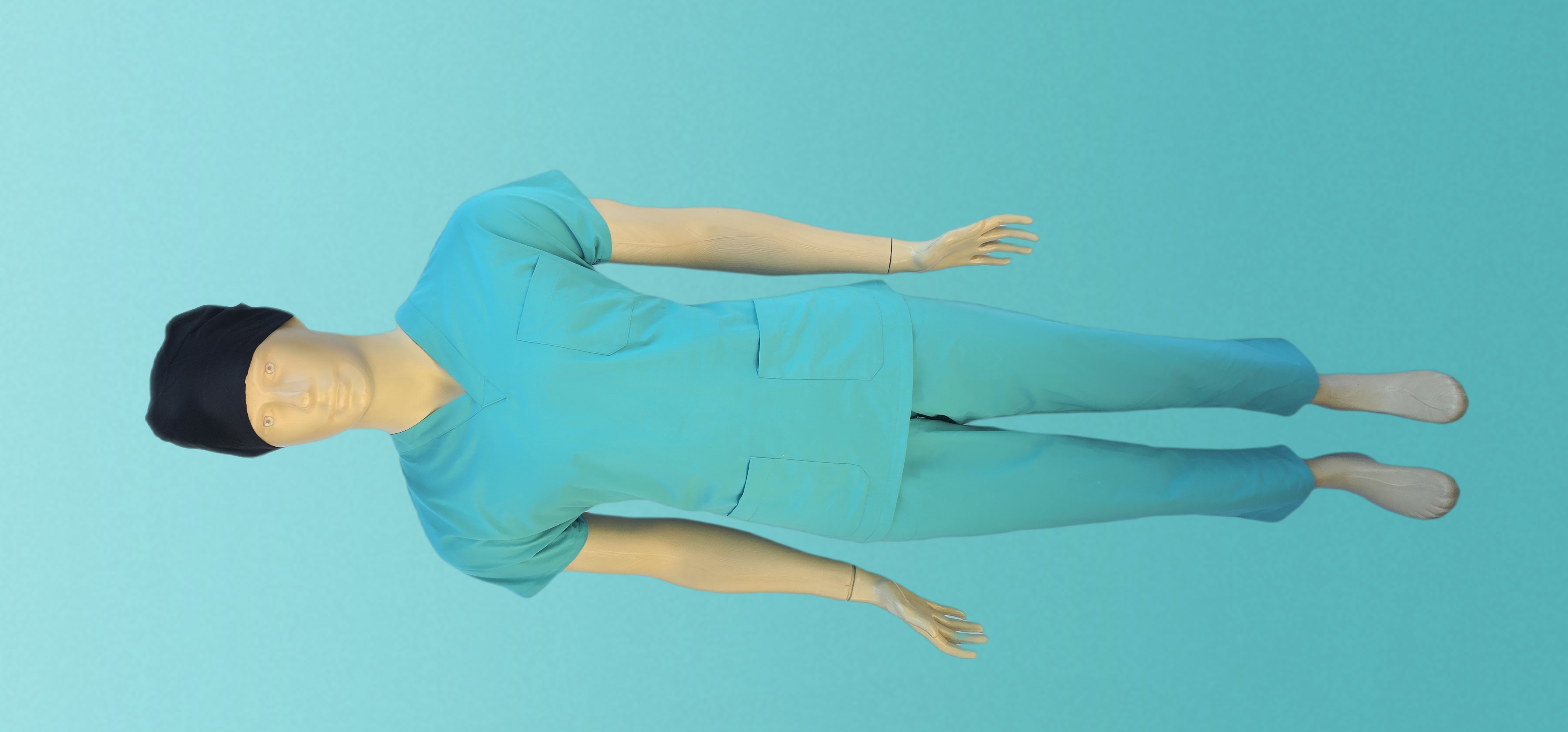 UNİSEX V YAKA YARASA KOL TURKUAZ MAVİ ÇİZGİLİ TERİCON TAKIM ERKEK