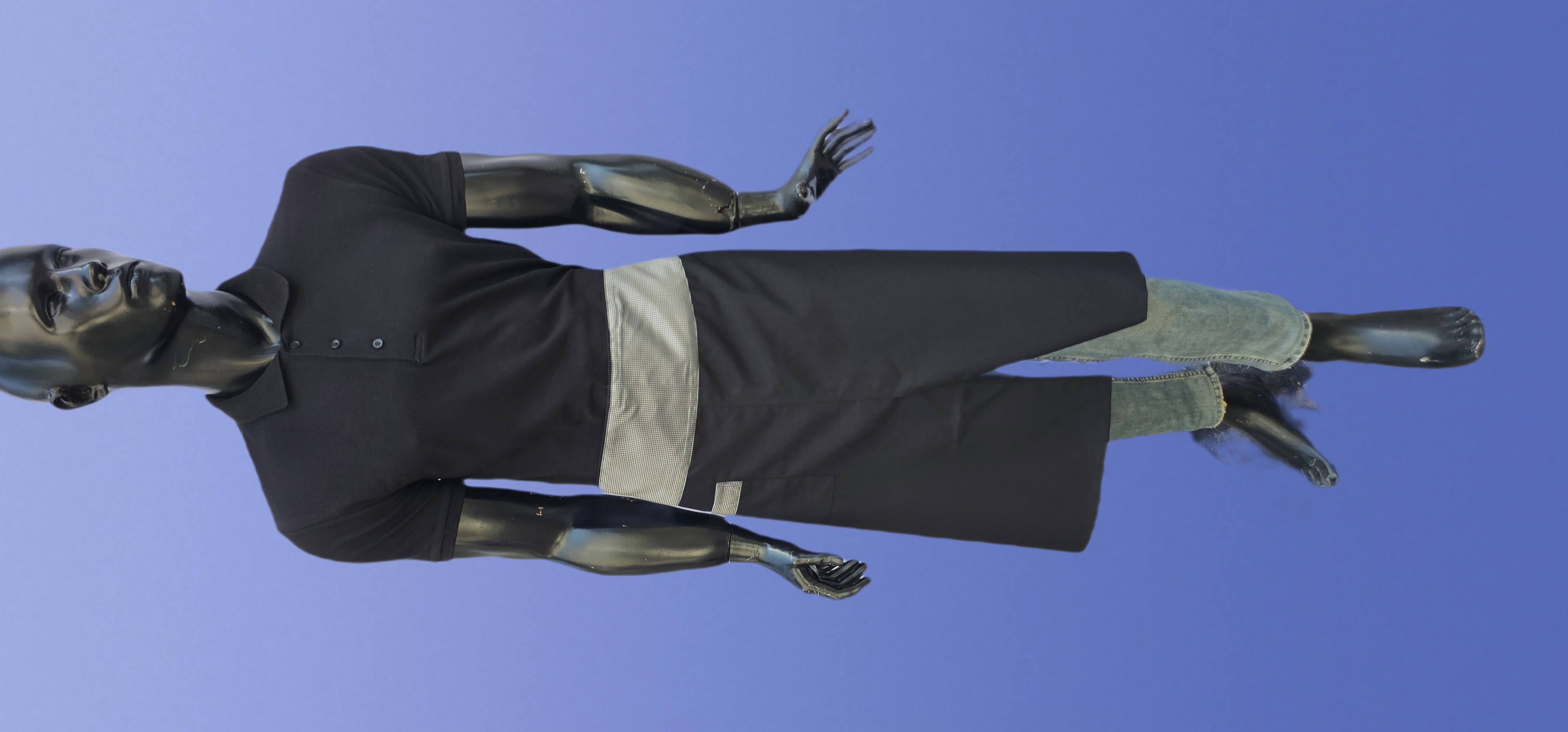 LÜKS YARIM ÖNLÜK YIRTMAÇLI PİYADE PUL ZEMİN SİYAH GARNİ