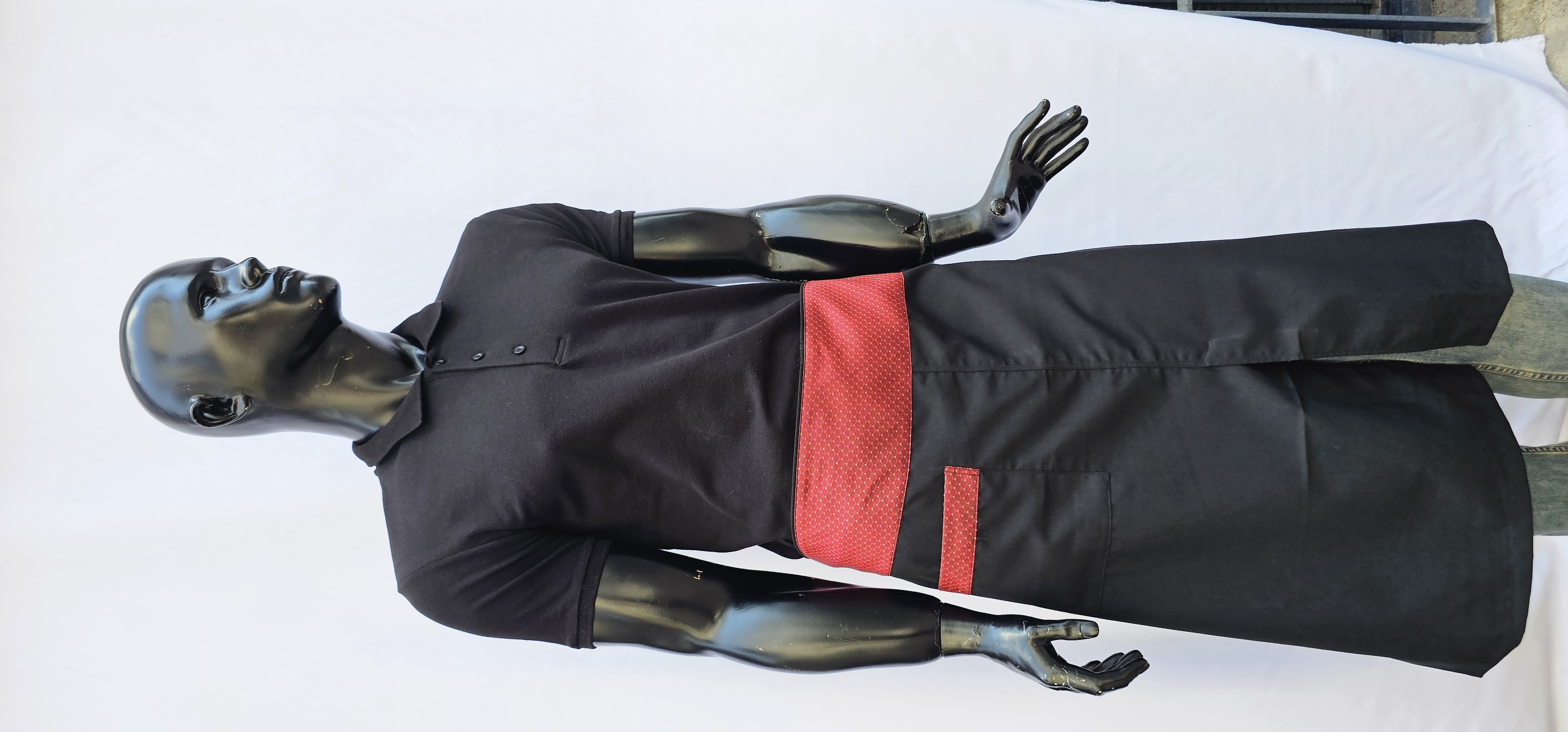 POLİYVİSKON ALPAKA LÜKS YARIM ÖNLÜK SİYAH ZEMİN BORDO SİMLİ GARNİLİ