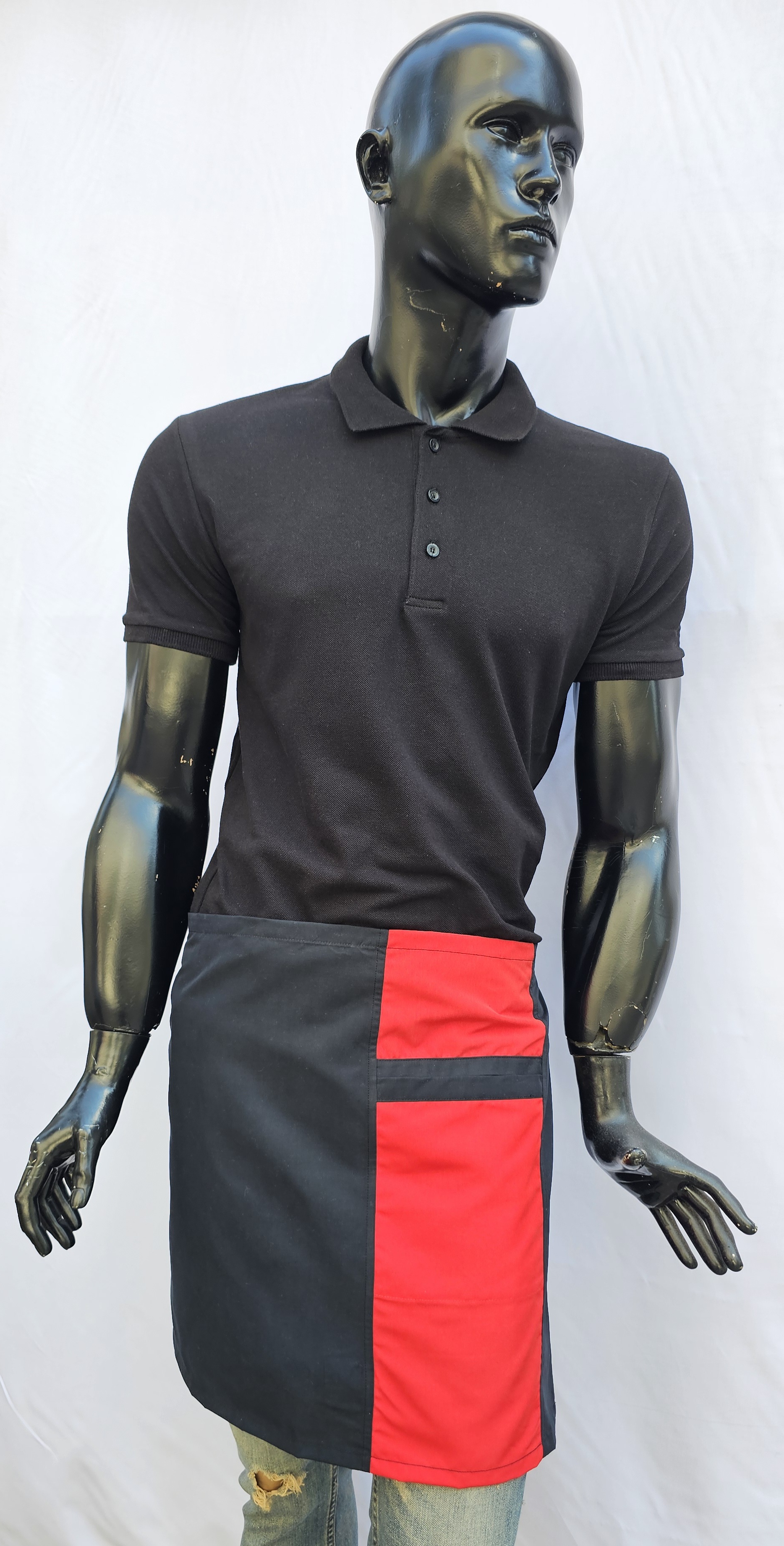 POLİYVİSKON ALPAKA YARIM ÖNLÜK 2 PARÇALI SİYAH VE KIRMIZI